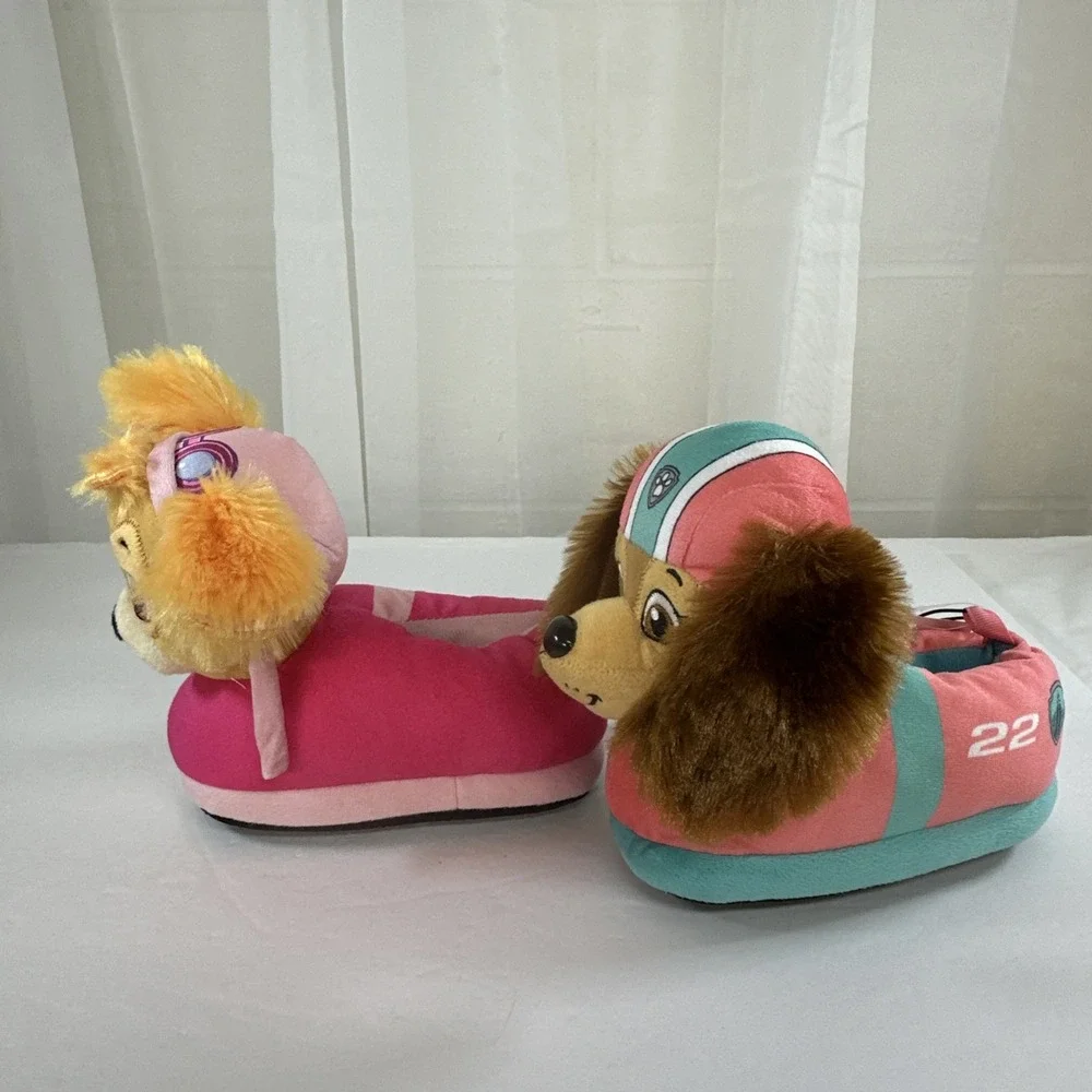 Nickelodeon Paw Patrol Toddler Slippers Liberty & Skye Plush 3D Girls Size 7-8